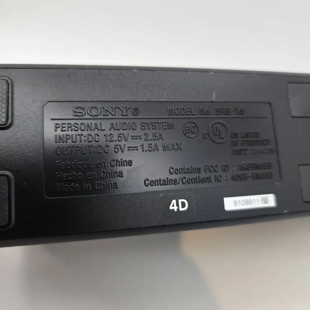 Sony SRS-X55 Black Portable Wireless Bluetooth Personal Audio - Speaker Only